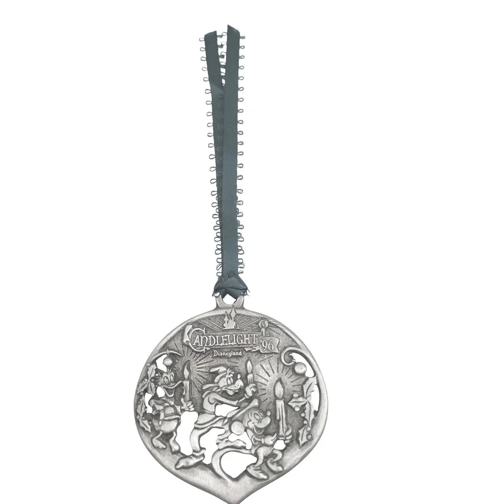 VINTAGE DISNEYLAND Candlelight '96‎ Ornament Pewter Mickey Mouse MADE IN USA